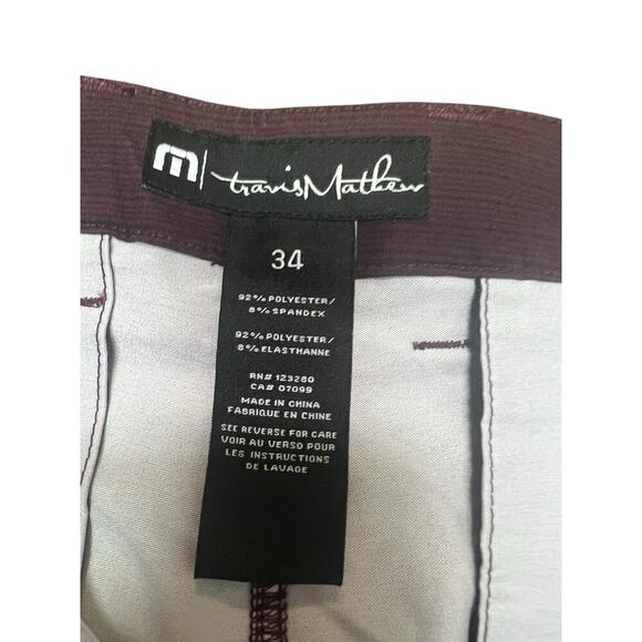 Travis Mathew Men's Golf Shorts 34 Burgundy Striped Performance - Picture 2 of 11